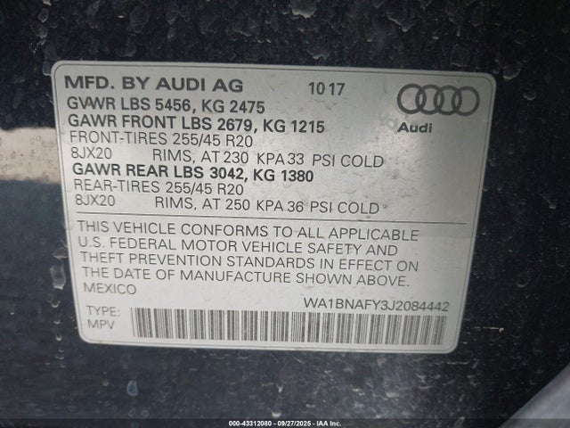 2018 AUDI Q5 WA1BNAFY3J2084442 Photo 8