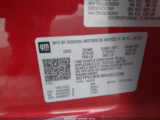 2024 GMC SIERRA 1500 3GTPUJEK3RG213729 Photo 8