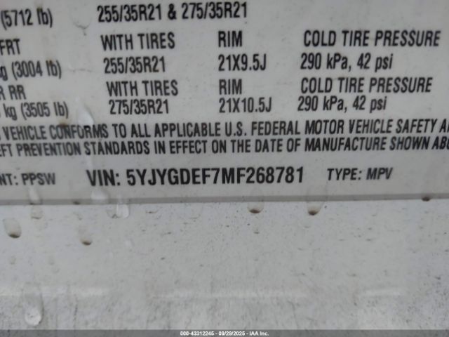 2021 TESLA MODEL Y 5YJYGDEF7MF268781 Photo 8