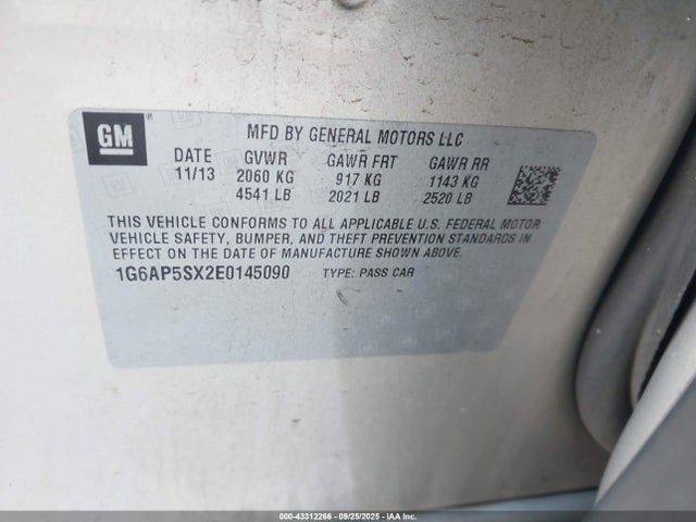 2014 CADILLAC CTS 1G6AP5SX2E0145090 Photo 8