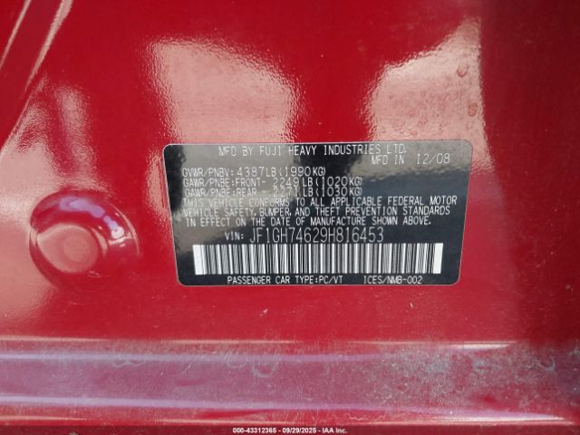 2009 SUBARU IMPREZA JF1GH74629H816453 Photo 8