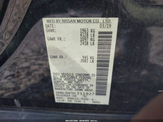 2019 NISSAN ALTIMA 1N4BL4DV7KC211927 Photo 8