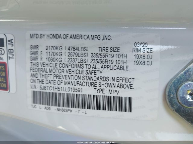 2020 ACURA RDX 5J8TC1H51LL019591 Photo 8