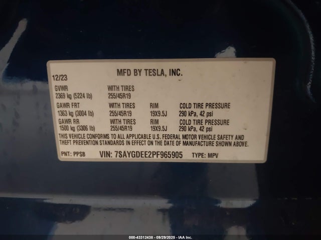 2023 TESLA MODEL Y 7SAYGDEE2PF965905 Photo 8