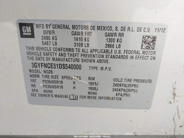 2013 CADILLAC SRX 3GYFNCE31DS540000 Photo 8