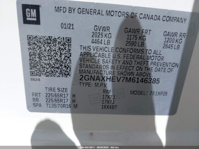 2021 CHEVROLET EQUINOX 2GNAXHEV7M6146385 Photo 8