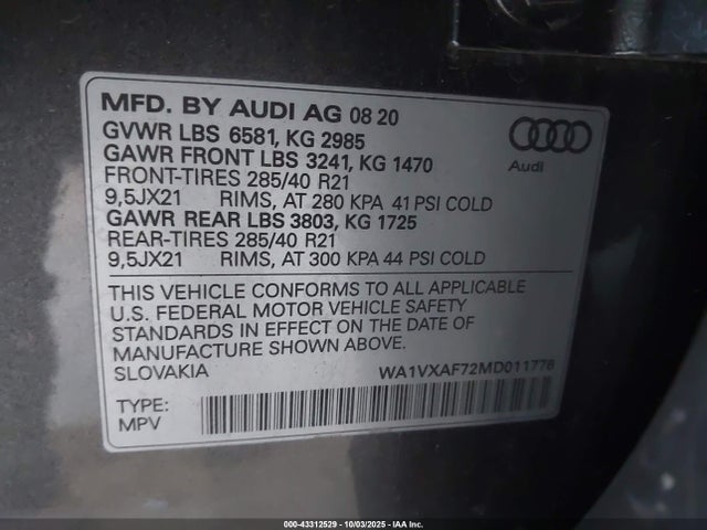 2021 AUDI Q7 WA1VXAF72MD011778 Photo 8