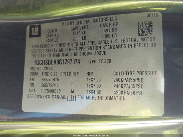 Chevrolet lcv - sidi; dcvcp; vvt; e85 max, e0-e100, alum 2016 1GCHSBEA0G1297074 Image 9