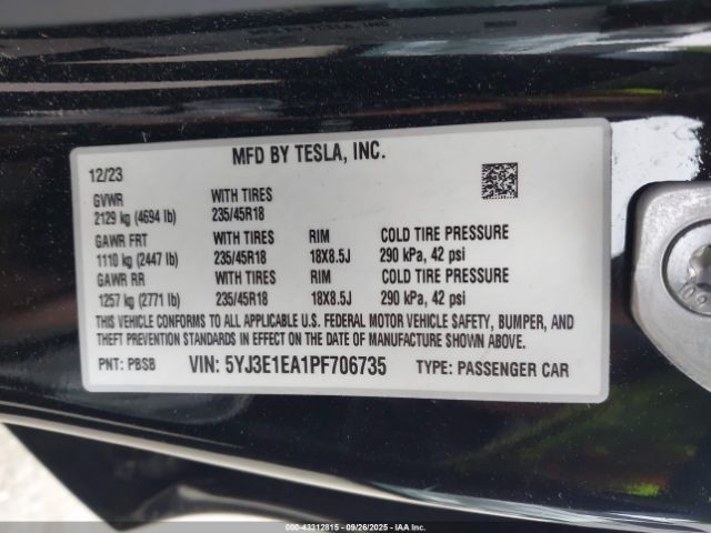 2023 TESLA MODEL 3 5YJ3E1EA1PF706735 Photo 8
