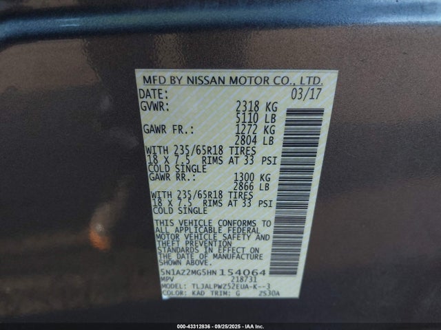 5N1AZ2MG5HN154064 Nissan Murano