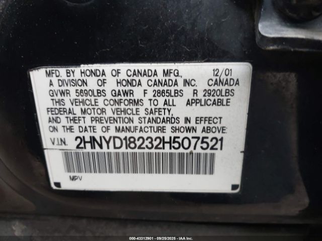 2002 ACURA MDX 2HNYD18232H507521 Photo 8