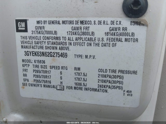 2002 CADILLAC ESCALADE EXT 3GYEK63N62G275469 Photo 8