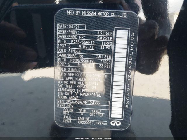 2021 INFINITI QX50 3PCAJ5BA7MF124035 Photo 8