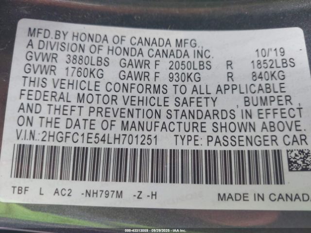 2020 HONDA CIVIC SI 2HGFC1E54LH701251 Photo 8