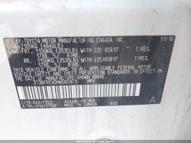 Toyota 2ar-fe 2017 2T3BFREV0HW565971 Image 9