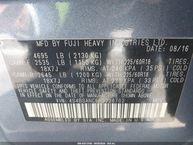 4S4BSANC6H3228702 Subaru u5