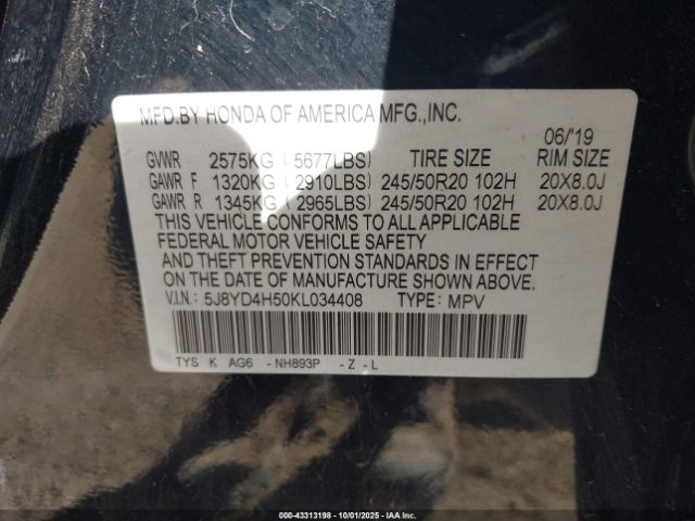 2019 ACURA MDX 5J8YD4H50KL034408 Photo 8