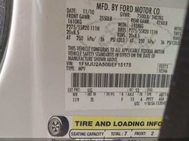 2011 FORD EXPEDITION 1FMJU2A50BEF15175 Photo 8