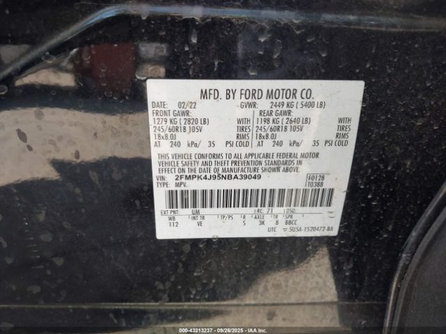 2022 FORD EDGE 2FMPK4J95NBA39049 Photo 8