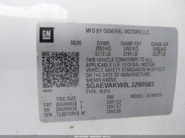 2020 BUICK ENCLAVE 5GAEVAKW8LJ290583 Photo 8