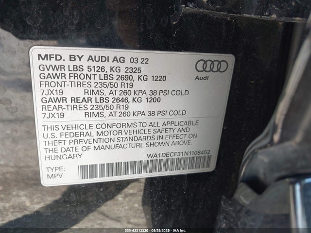 2022 AUDI Q3 WA1DECF31N1108452 Photo 8
