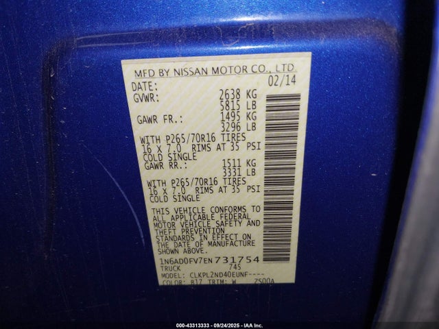 Nissan Frontier Sv 2014 1N6AD0FV7EN731754 Image 9