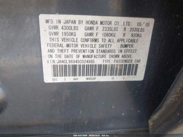 2005 ACURA TSX JH4CL96945C024885 Photo 8