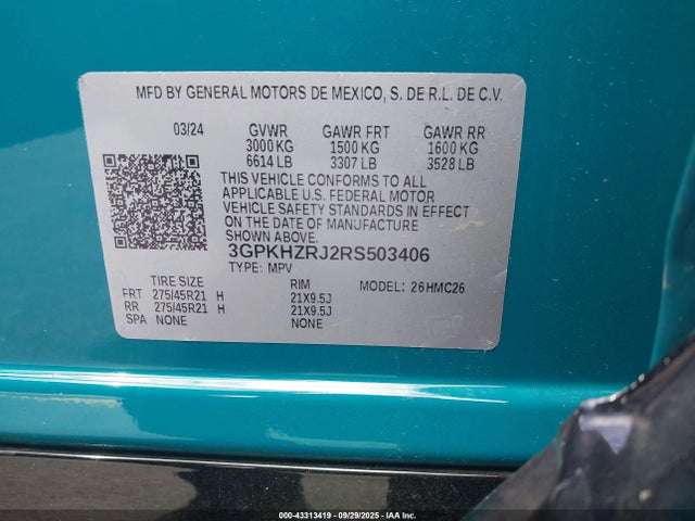 Aukcja sprzedaży 2024 Honda Prologue Elite, vin: 3GPKHZRJ2RS503406, numer aukcji: 43313419
