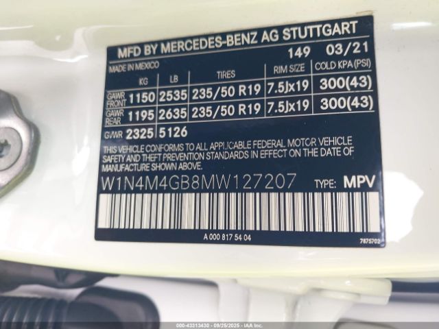 2021 MERCEDES-BENZ GLB 250 W1N4M4GB8MW127207 Photo 8