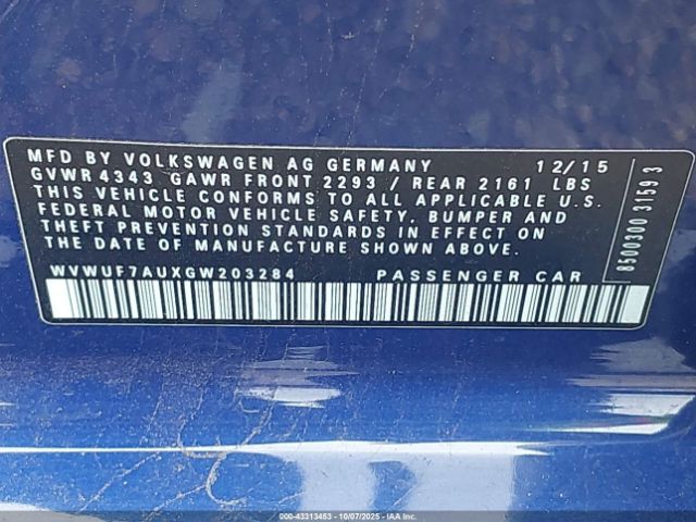 2016 VOLKSWAGEN GOLF R WVWUF7AUXGW203284 Photo 8