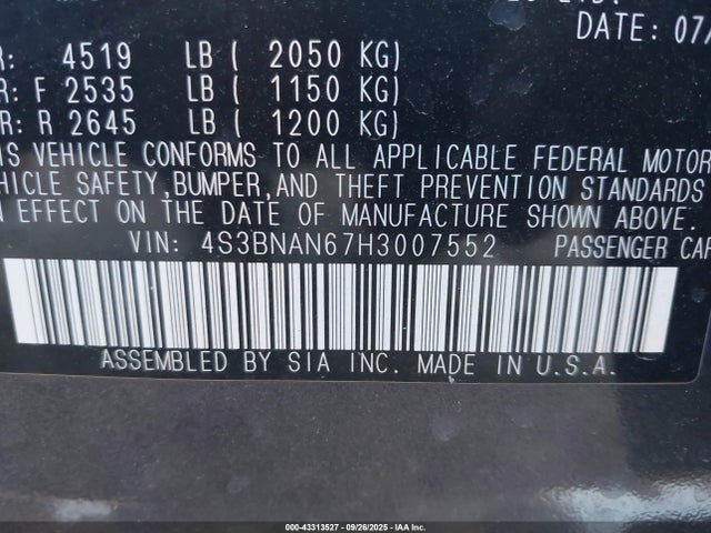 Subaru u5 2017 4S3BNAN67H3007552 Image 9