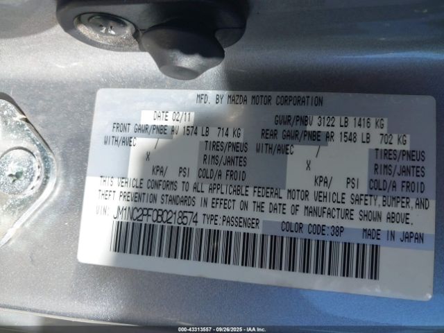 2011 MAZDA MX-5 MIATA JM1NC2PF0B0218574 Photo 8