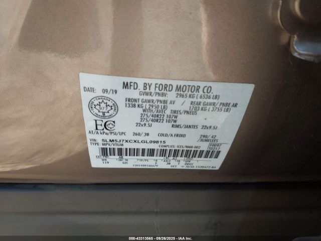 2020 LINCOLN AVIATOR 5LM5J7XCXLGL09815 Photo 8