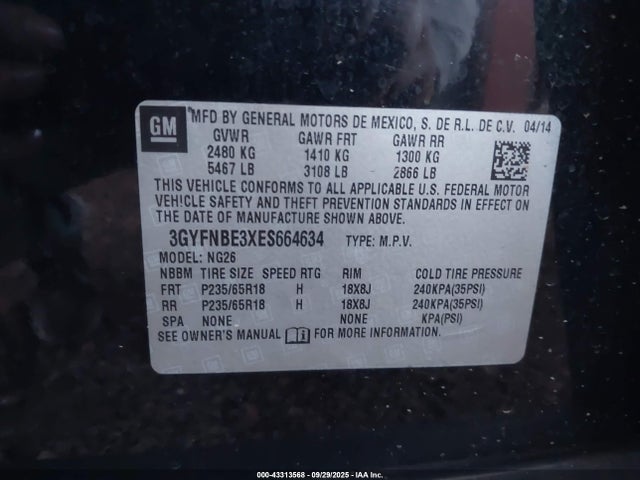 2014 CADILLAC SRX 3GYFNBE3XES664634 Photo 8