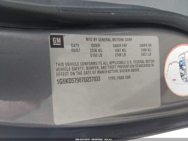 2007 CADILLAC DTS 1G6KD57987U237033 Photo 8