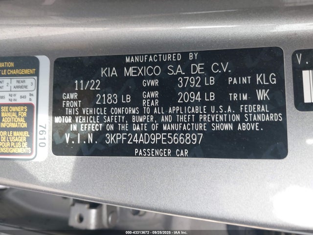KIA mpi nu 2023 3KPF24AD9PE566897 Image 9