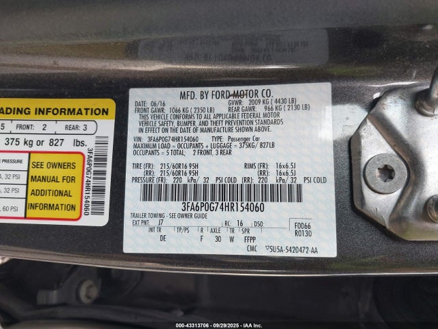 Ford 2017 2017 3FA6P0G74HR154060 Image 9
