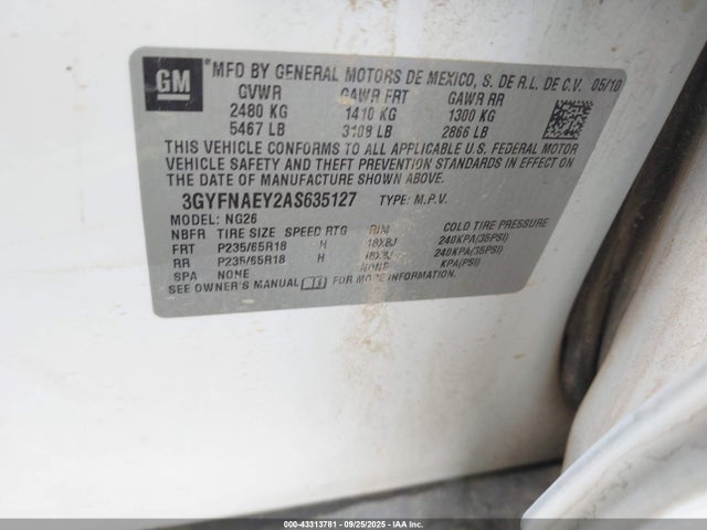 2010 CADILLAC SRX 3GYFNAEY2AS635127 Photo 8