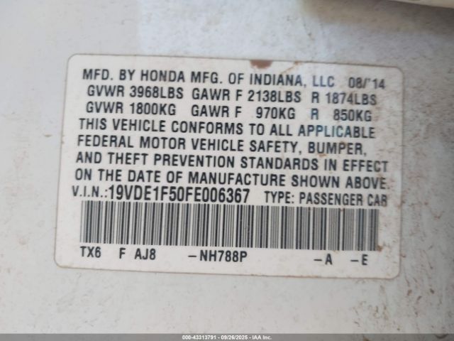 2015 ACURA ILX 19VDE1F50FE006367 Photo 8