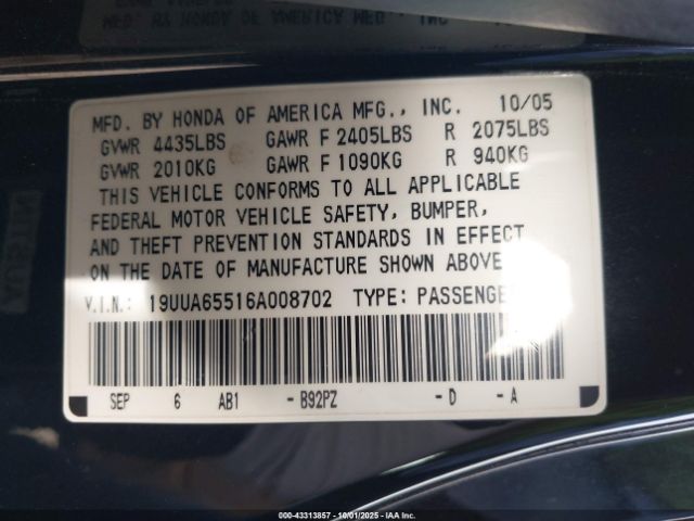 2006 ACURA TL 19UUA65516A008702 Photo 8