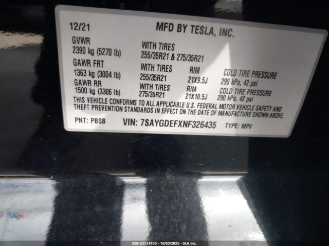 2022 TESLA MODEL Y 7SAYGDEFXNF326435 Photo 8
