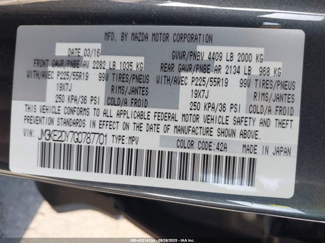 Mazda py 2016 JM3KE2DY7G0787701 Image 9