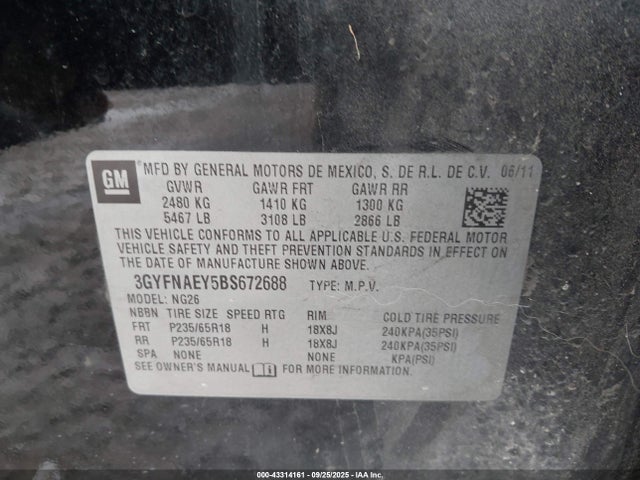 2011 CADILLAC SRX 3GYFNAEY5BS672688 Photo 8