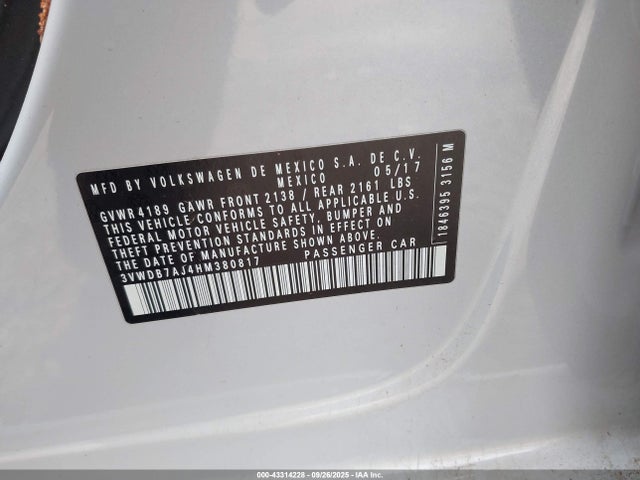 Volkswagen Jetta 1.4t Se 2017 3VWDB7AJ4HM380817 Image 9