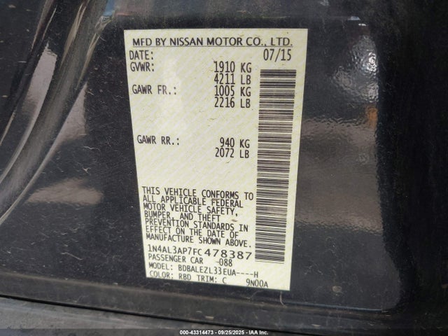 1N4AL3AP7FC478387 Nissan Altima