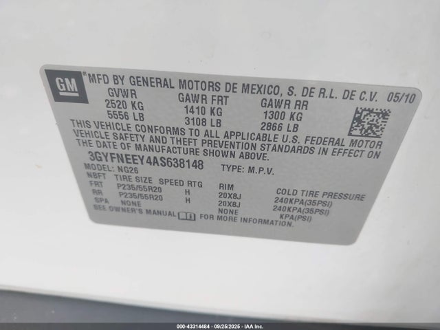 2010 CADILLAC SRX 3GYFNEEY4AS638148 Photo 8