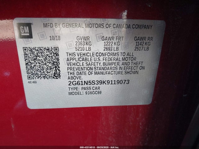 2019 CADILLAC XTS 2G61N5S39K9119073 Photo 8