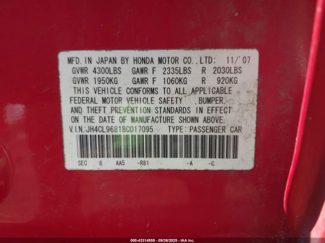 2008 ACURA TSX JH4CL96818C017095 Photo 8