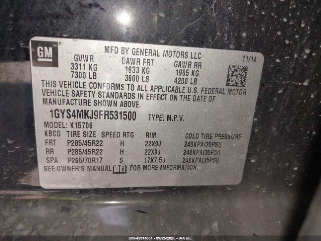 2015 CADILLAC ESCALADE 1GYS4MKJ9FR531500 Photo 8