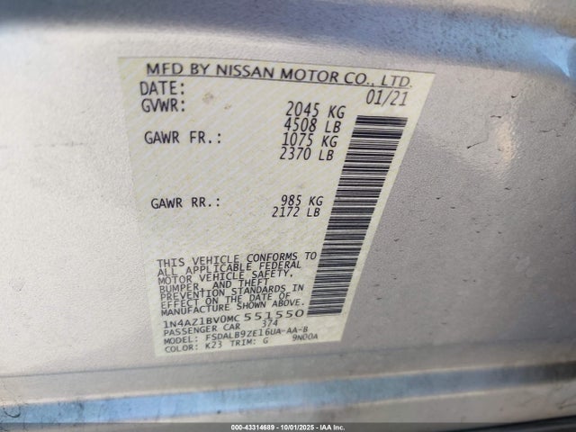 Nissan Leaf S 40 Kwh 2021 1N4AZ1BV0MC551550 Image 9